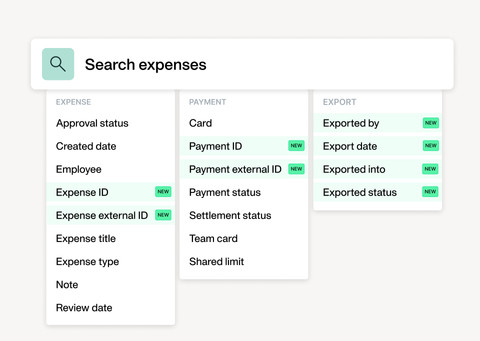 granular control over business expense export data